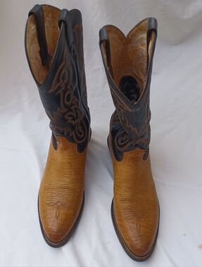 Tony Lama 2 Tone Cowboy Boots, 10 1/2 D
